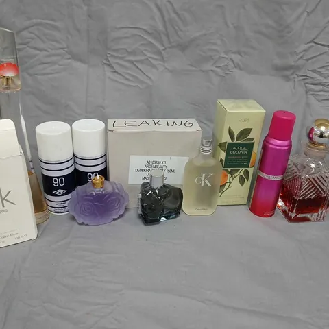 APPROXIMATELY 20 ASSORTED FRAGRANCVES AND COSMETICS TO INCLUDE; CALVIN KLEIN, UMBRO AND KENZO