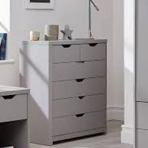 BOXED ASPEN 4+2 DRAWER CHEST IN GREY/OAK - (1 BOX)