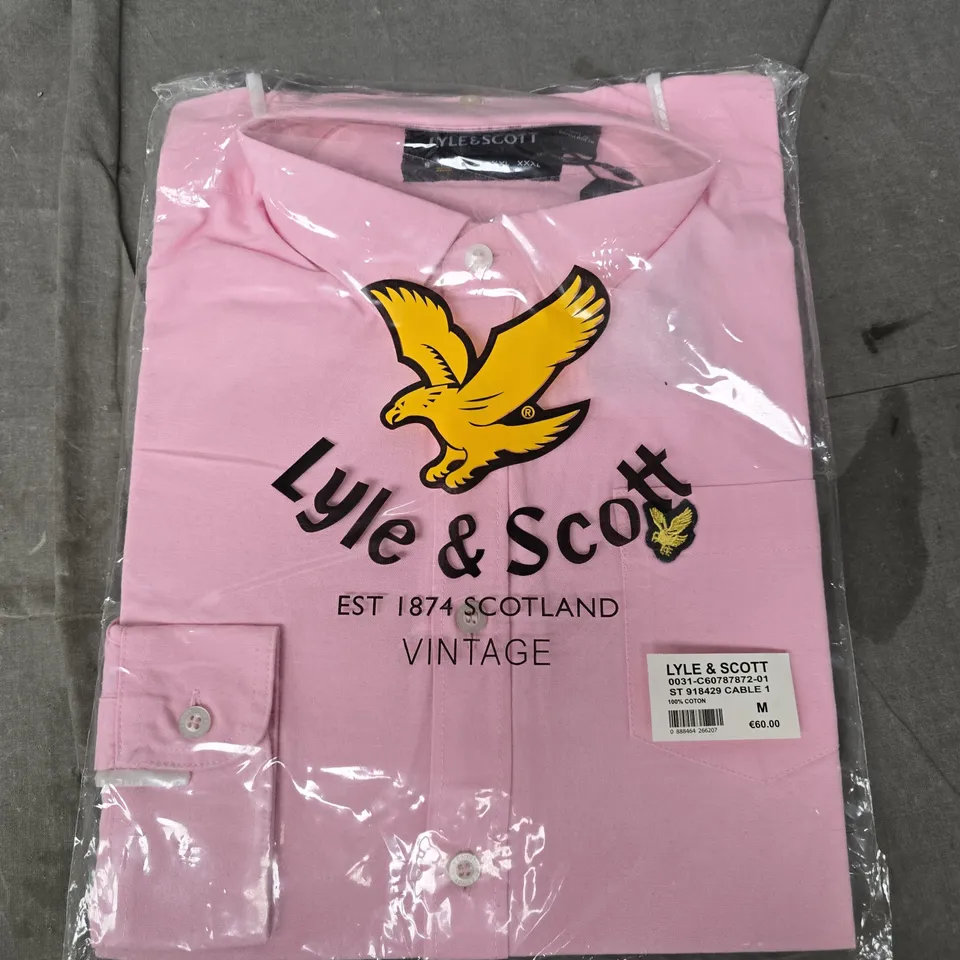 BAGGED LYLE & SCOTT BUTTON SHIRT IN PINK - MEDIUM