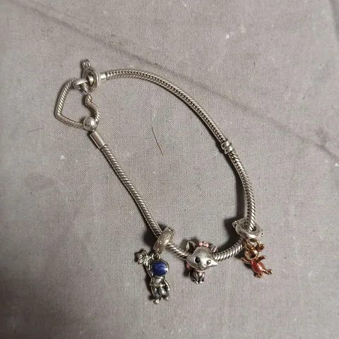 PANDORA SILVER-TONE CHARM BRACELET WITH ASSORTED CHARMS
