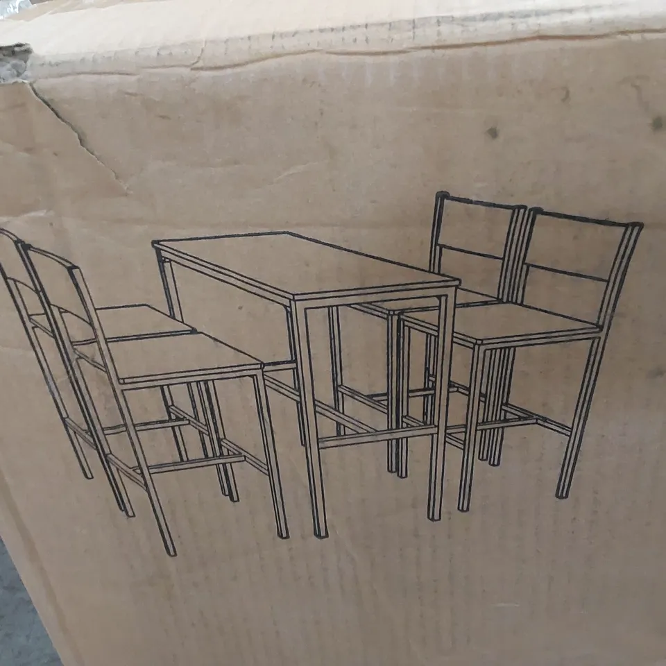 BOXED DINING SET WITH 4 CHAIRS - GREY (1 BOX)