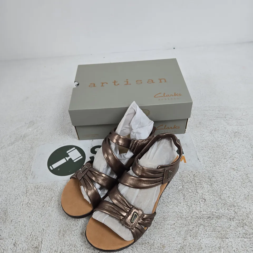 CLARKS ARTISAN KITLY AVE BRONZE LEATHER SANDALS – WOMEN'S, UK 6 (EU 39.5) – BOXED