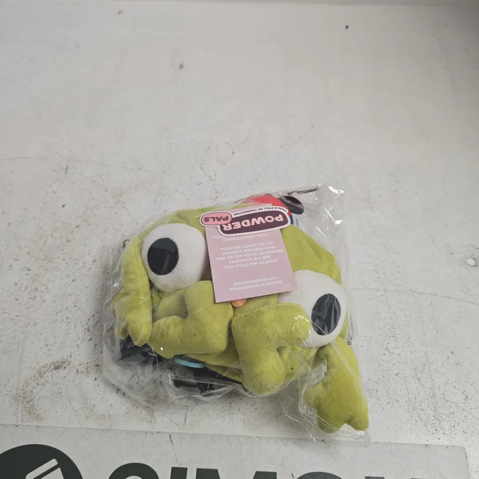 POWDER PALS BING BONG PLUSH CLIMBING CHALK BAG – GREEN CHARACTER, IN CLEAR BAG