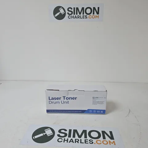 BOX OF APPROXIMATELY 20 ASSORTED HOUSEHOLD ITEMS INCLUDING LASER TONER DRUM UNIT AND ASSORTED VACUUM ATTACHMENTS 