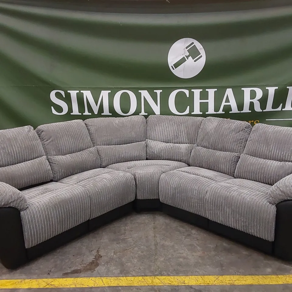 SIENNA FABRIC/FAUX LEATHER HIGH BACK MANUAL RECLINER CORNER GROUP SOFA RRP £1499
