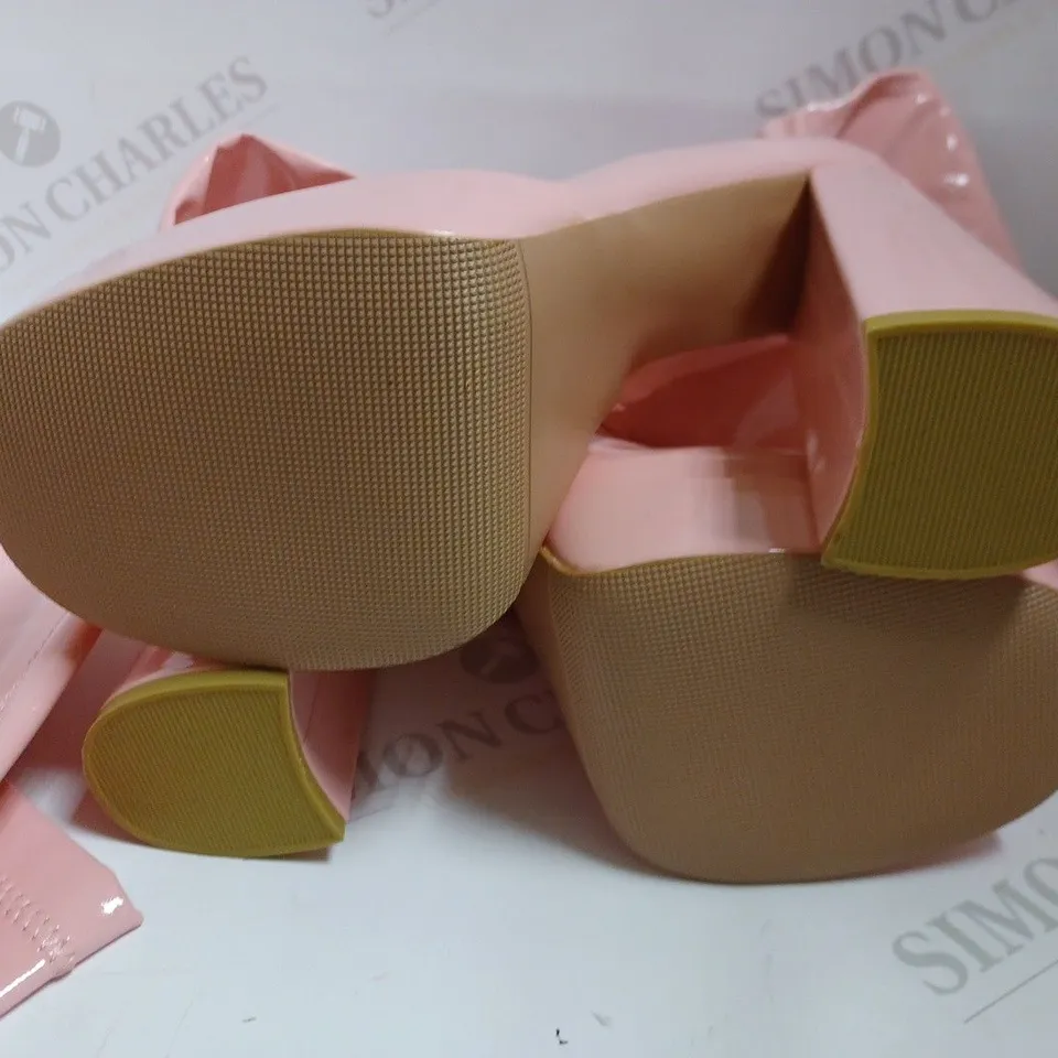 KOI VEGAN THE REDEMPTION PINK STRETCH THIGH HIGH BOOTS - SIZE 6