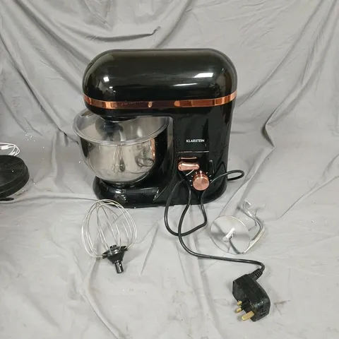 KLARSTEIN STAND MIXER – BLACK WITH COPPER ACCENT, STAINLESS BOWL & ATTACHMENTS