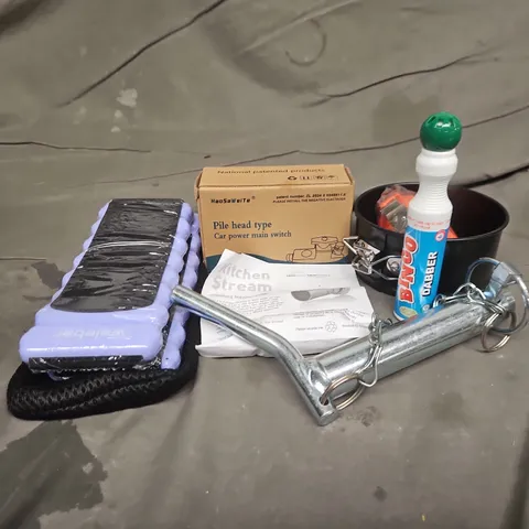 APPROXIMATELY 15 ASSORTED ITEMS TO INCLUDE CAR POWER MAIN SWITCH, KITCHEN STREAM, BINGO DABBER, ETC