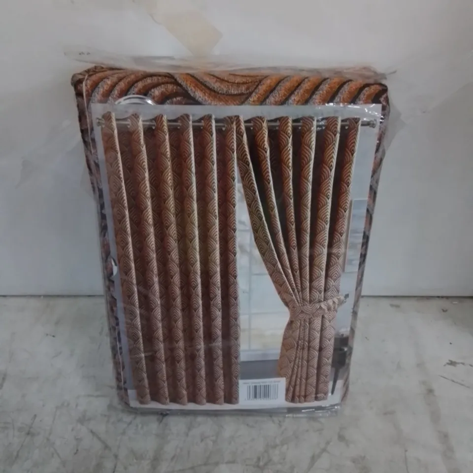 BAGGED ANNELISE ROOM DARKENING FULLY LINED EYELET CURTAINS - ORANGE // SIZE 229 X 229CM 