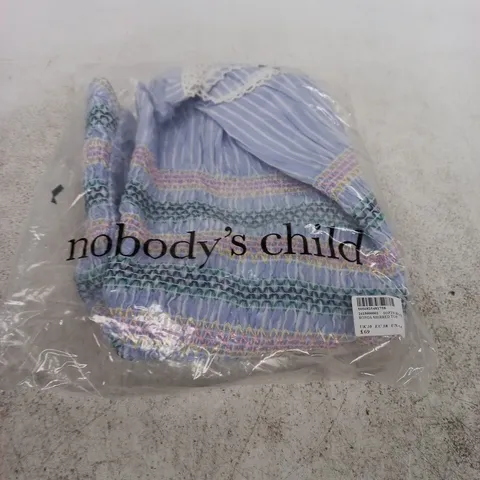 NOBODY'S CHILD RONDA SHIRRED TOP – SOFT BLUE, UK 10