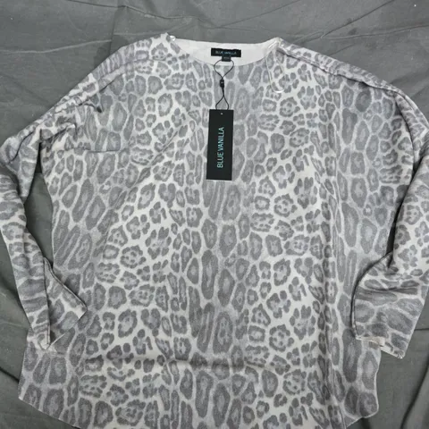 UK SIZE M/L LEOPARD PRINT JUMPER BY BLUE VANILLA – STONE