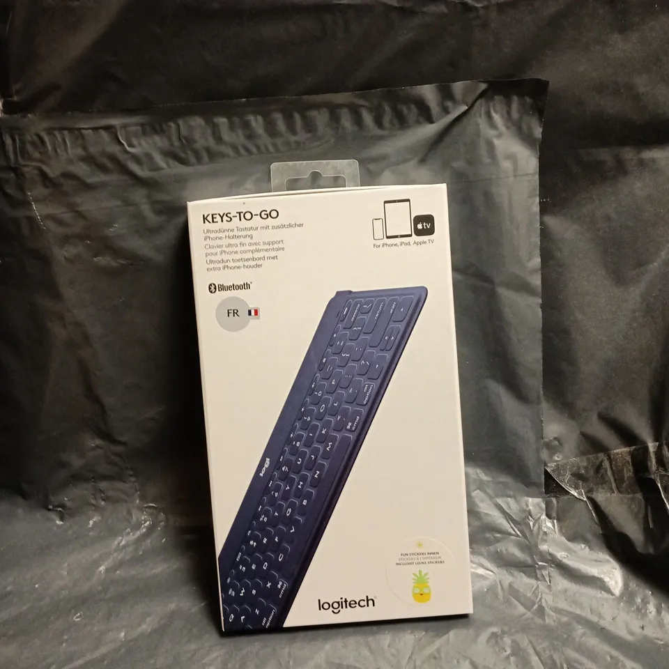 BOX OF APPROXIMATELY 15 ASSORTED LOGITECH KEYS TO GO (FOR IPHONE IPAD AND APPLE TV)