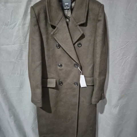 MNG WOOL COAT – WOMEN'S BROWN DOUBLE-BREASTED LONG COAT SIZE XS