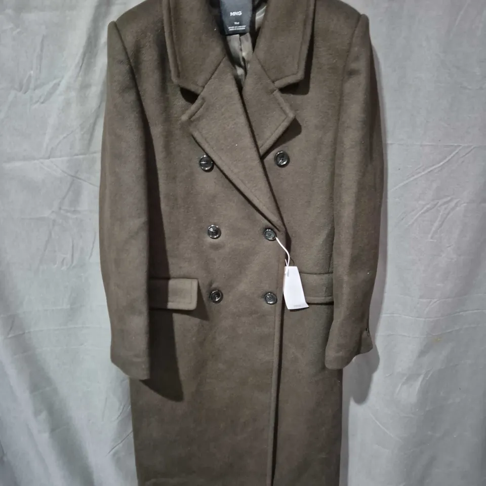 MNG WOOL COAT – WOMEN'S BROWN DOUBLE-BREASTED LONG COAT SIZE XS