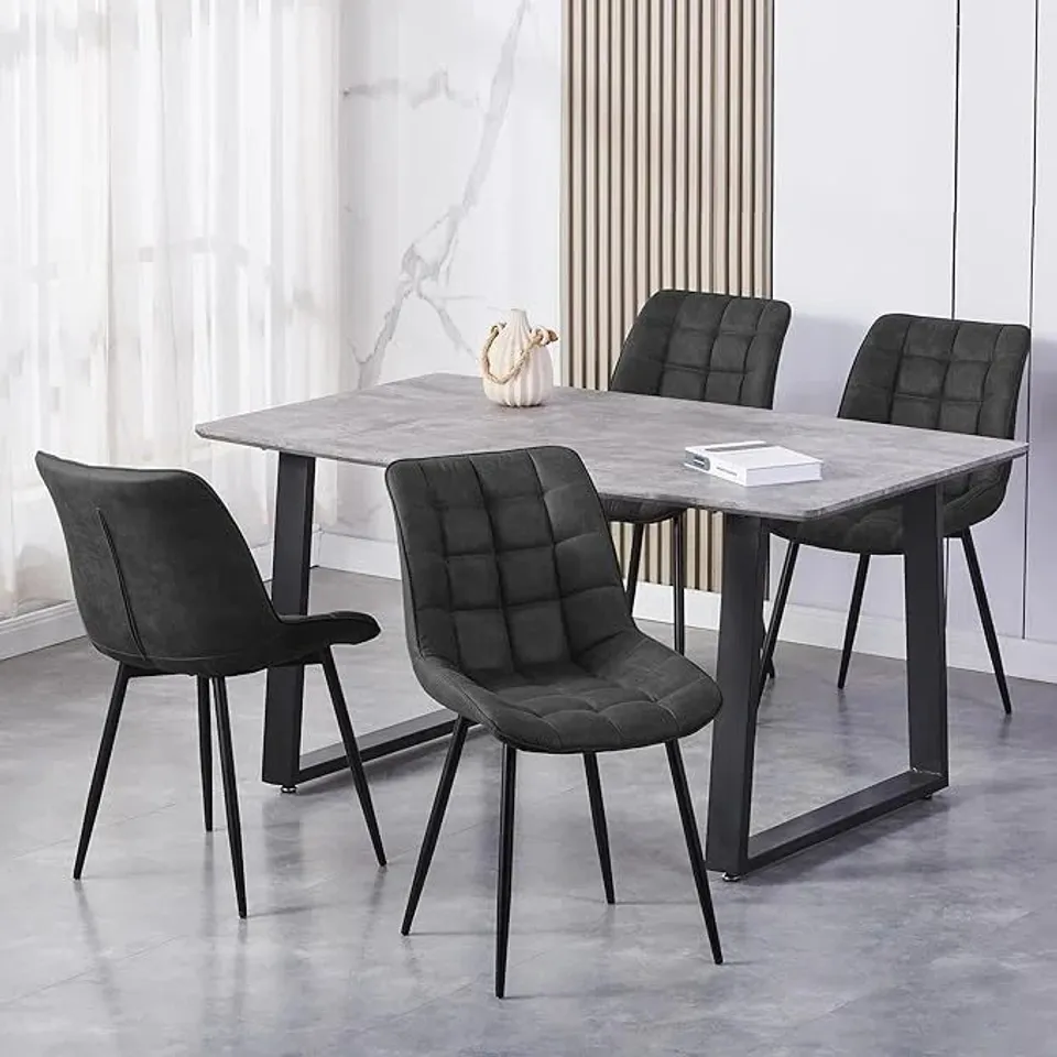 BOXED SET OF 2 SUEDE EFFECT DINING CHAIRS PLUSH PADDED UPHOLSTERED ACCENT (1 BOX)