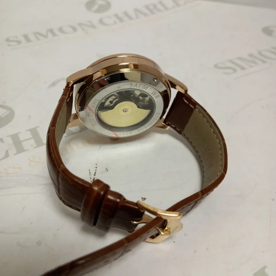 MENS RUCKSTUHL AUTOMATIC DIAL – R100 -TOURBILLION DESIGN DIAL – GLASS EXHIBITION BACK – LEATHER STRAP