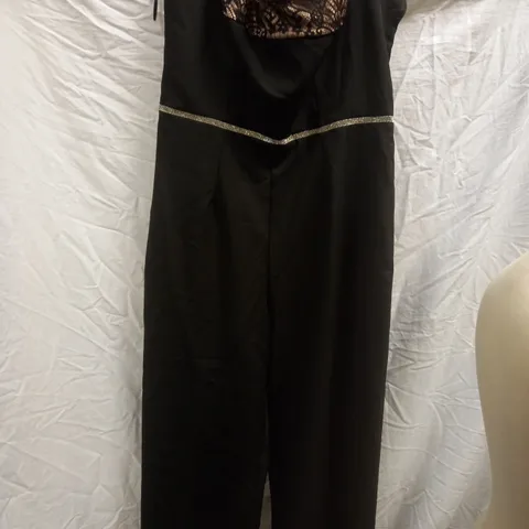 LIPSY WIDE LEG LACE JUMPSUIT, BLACK - SIZE UK 16