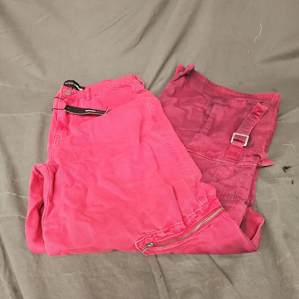 FASHIONOVA OPHELIA OMBRE CARGO JEANS IN RASPBERRY SIZE M/9