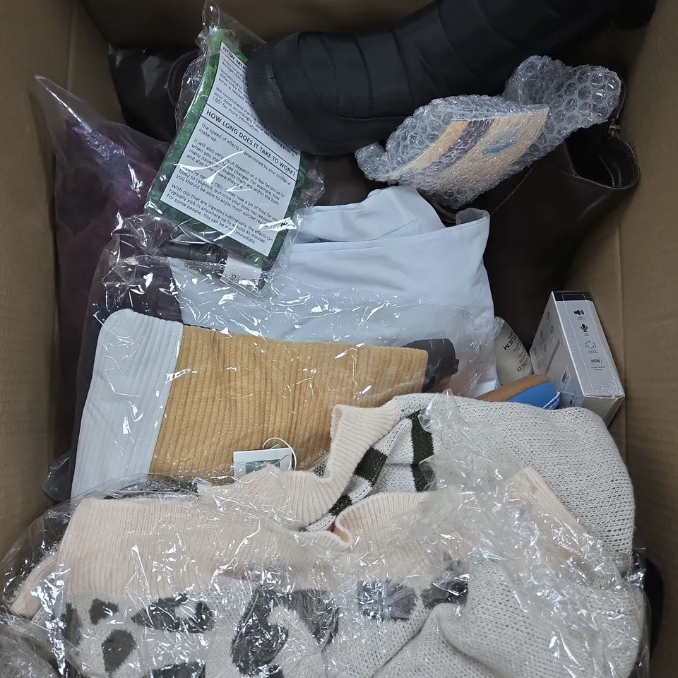 APPROXIMATELY 20 ASSORTED HOUSEHOLD PRODUCTS TO INCLUDE CLOTHING, WIRELESS EARPHONES, SCR GOLD SERUM ETC 