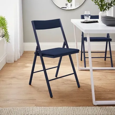 BOXED EMILY FOLDING DINING CHAIR, VELVET - NAVY (1 BOX)