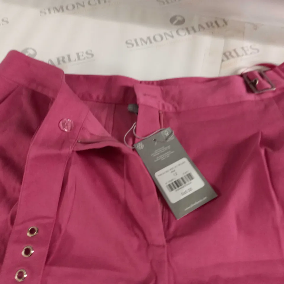 OLIVER BONAS PINK BUCKLE WIDE LEG TROUSERS - 12