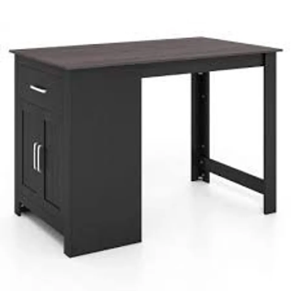 BOXED COSTWAY BAR TABLE 35.5'' COUNTER HEIGHT DINING TABLE WITH STORAGE CABINET & DRAWER - BLACK (1 BOX)