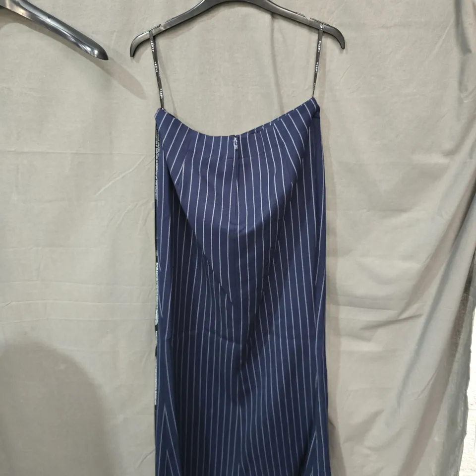 CLUB LONDON NAVY PINSTRIPE SLIP DRESS – UK 8, BACK ZIP