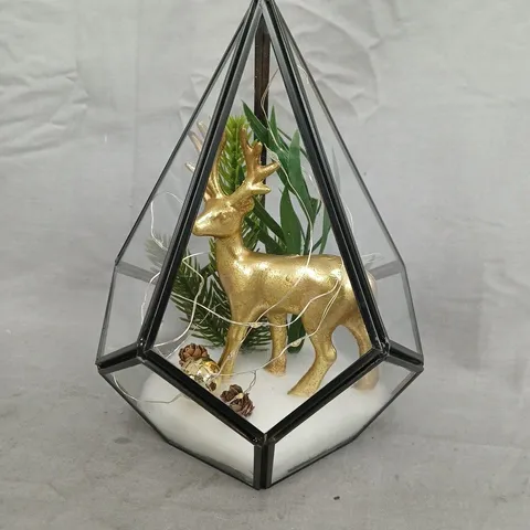 LIT STAG TERRARIUM TABLE LIGHT CHRISTMAS DECORATION