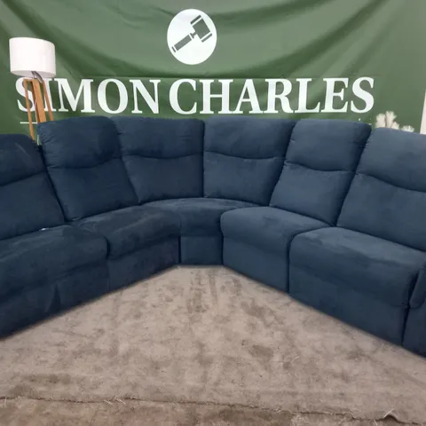DESIGNER G PLAN FIRTH MONTILLA MIDNIGHT FABRIC CORNER SOFA WITH TWO RECLINING SECTIONS