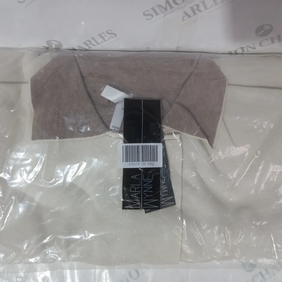 MARLA WYNNE DOUBLE FACE PONCHO WITH POCKETS IN IVORY/TAUPE - SIZE 4X/5X