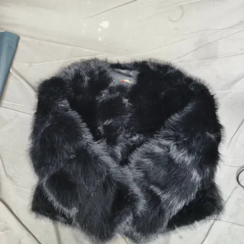 LUXE PARIS BLACK FUR COAT - WOMEN'S SIZE S
