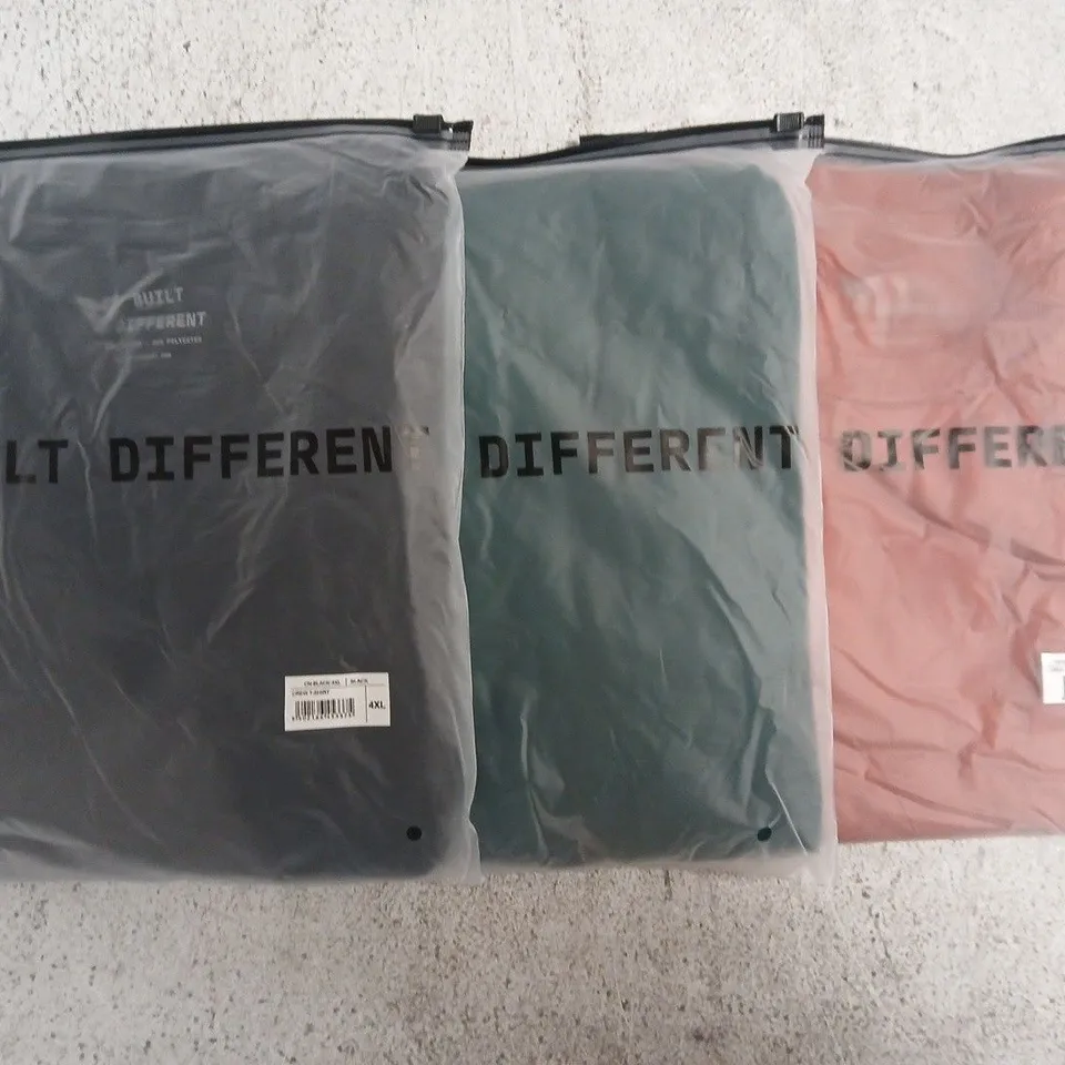 SET OF APPROXIMATELY 10 ASSORTED BUILT DIFFERENT T-SHIRTS/SHIRTS IN VARIOUS COLOURS AND SIZES