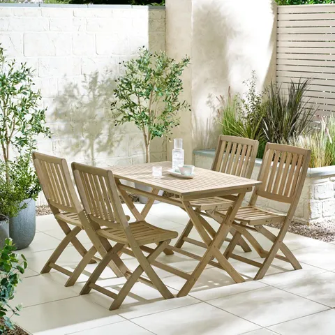 BOXED HAMBURG OUTDOOR 4 SEATER FOLDING DINING TABLE - LIGHT TEAL (1 BOX)