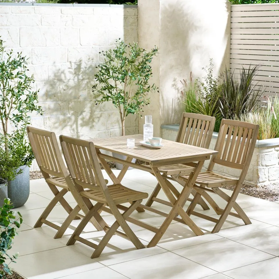 BOXED HAMBURG OUTDOOR 4 SEATER FOLDING DINING TABLE - LIGHT TEAL (1 BOX)