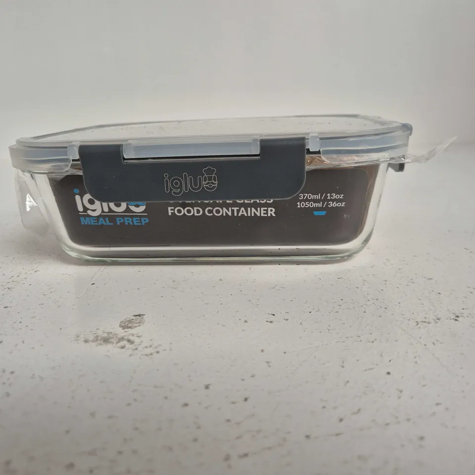 IGLU FOOD CONTAINERS – GLASS WITH BLUE LOCKING LID, 370ML + 1050ML 