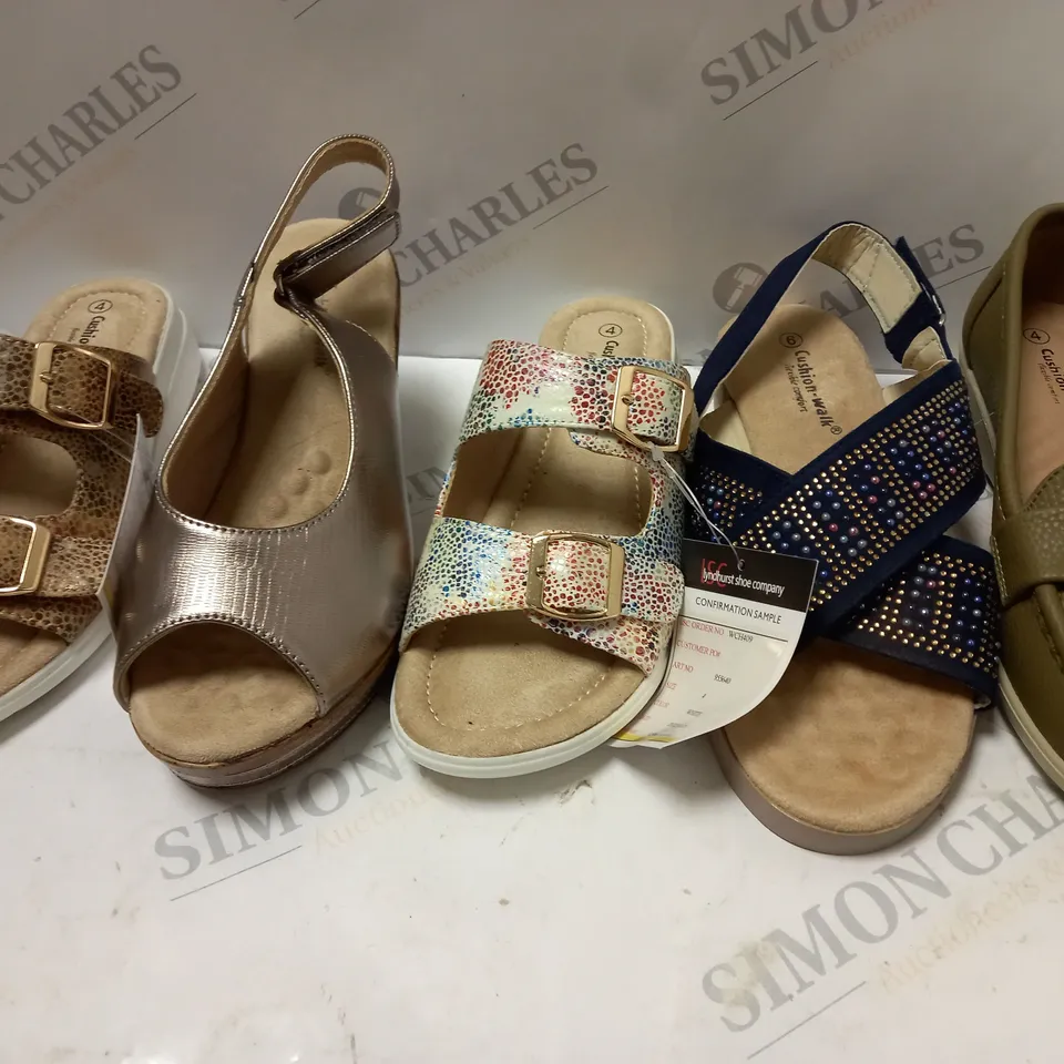 BOX OF APPROX 5 ASSORTED PAIRS OF SHOES IN VARIOUS STYLES AND SIZES 