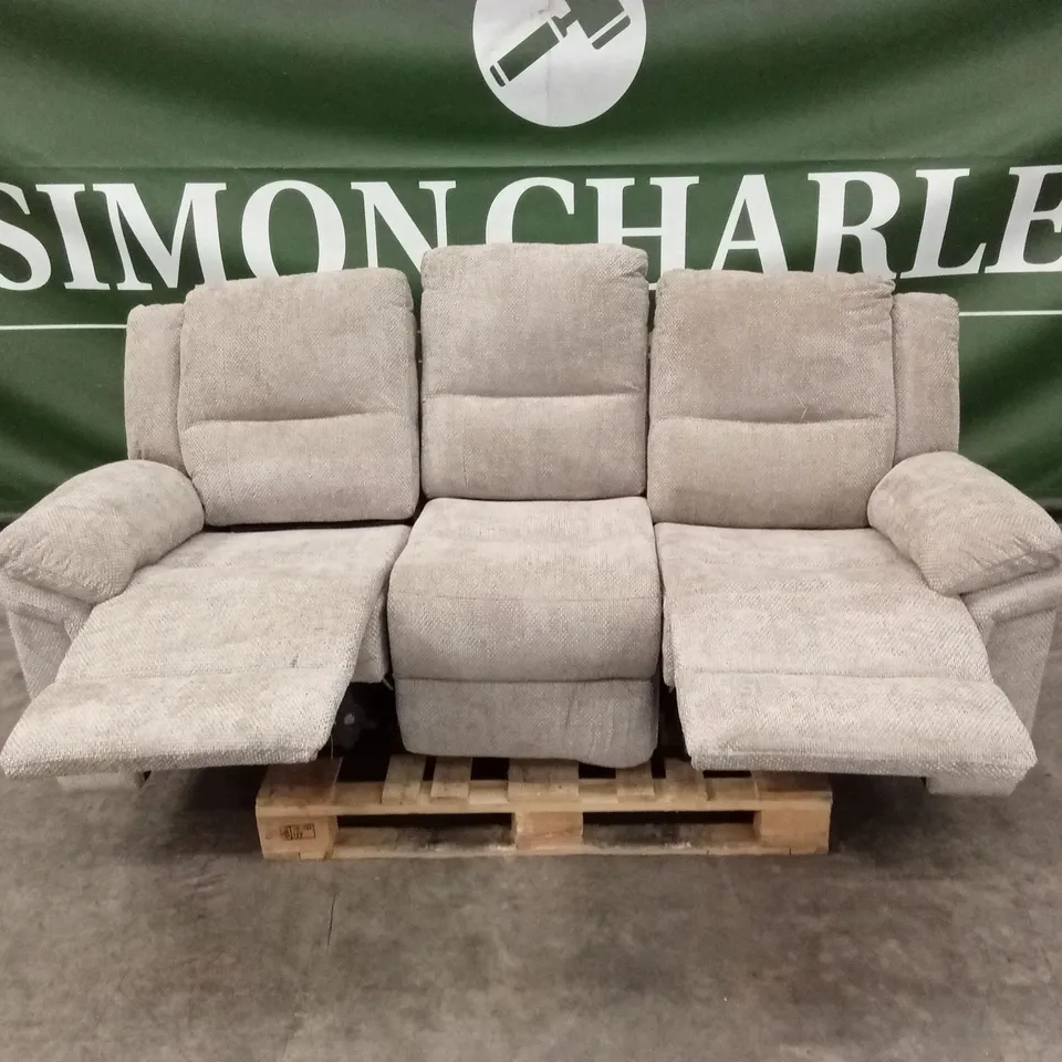 ALBION CHUNKY WEAVE 3 SEATER HIGH BACK MANUAL RECLINER SOFA - NATURAL RRP £679