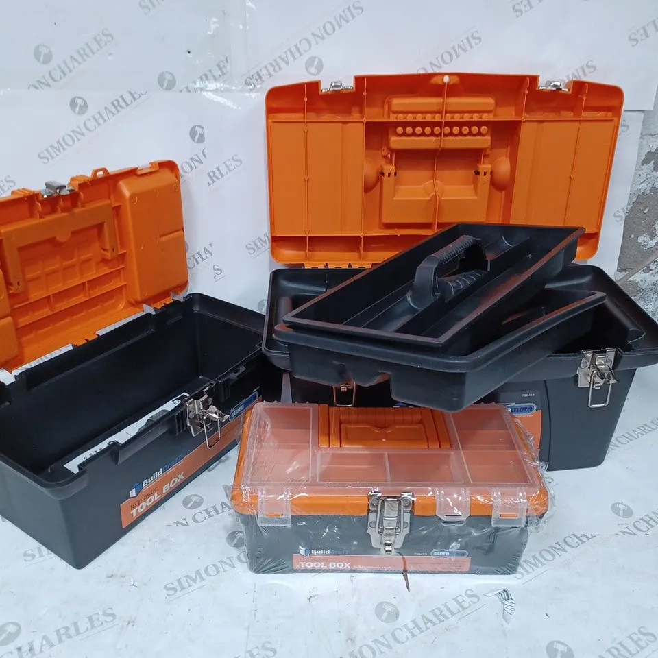 BUILDCRAFT 3 PIECE TOOL BOX SET WITH REMOVABLE STORAGE TRAYS