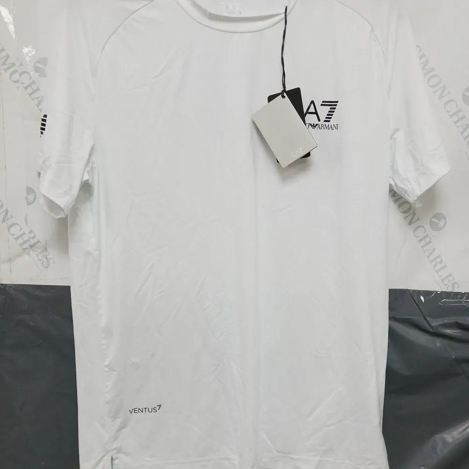 EA7 EMPORIO ARMANI EAGLE SLEEVE TEE IN WHITE - XS