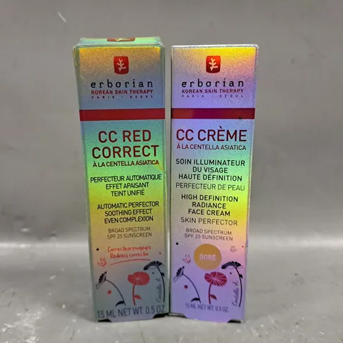 2 ERBORIAN PRODUCTS TO INCLUDE CC RED CORRECT CREAM 15ML & CC CREME RADIANCE FACE CREAM 15ML #GOLD