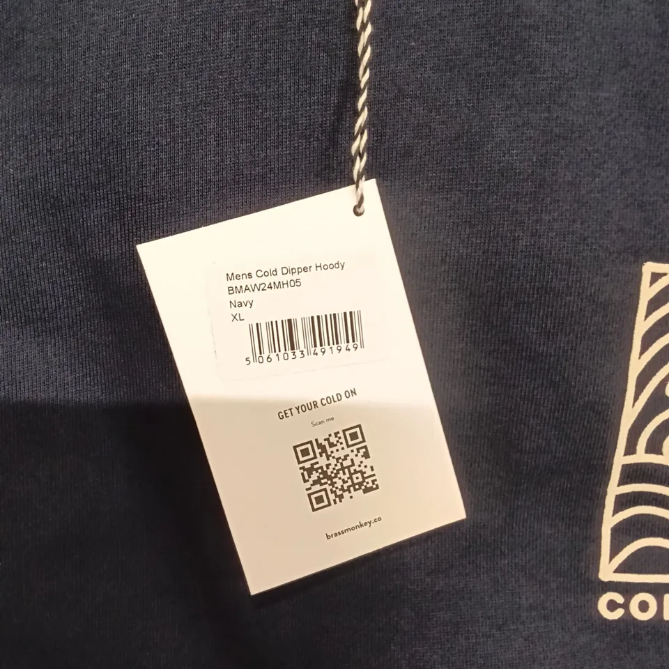 BRAND NEW BOX OF BRASS MONKEY HOODIES - NAVY SIZE XL APPROXIMATELY  7 