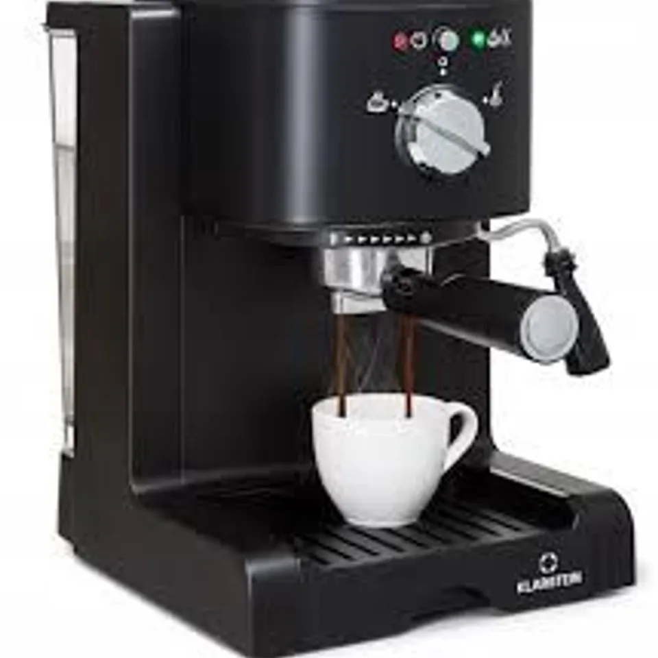 BOXED KLARSTEIN ESPRESSO MAKER WITH FILTER HOLDER AND MILK FROTHER