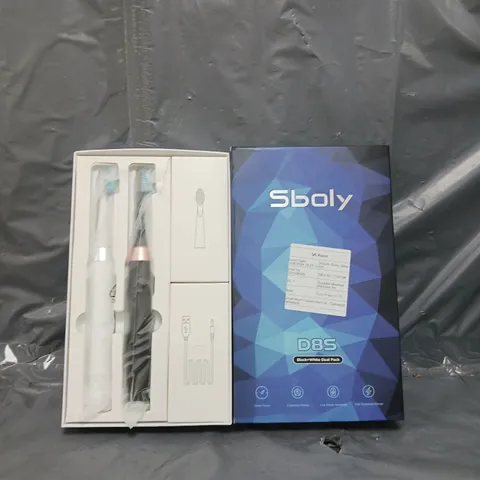 BOXED SBOLY D85 BLACK AND WHITE DUAL PACK TOOTHBRUSHES 