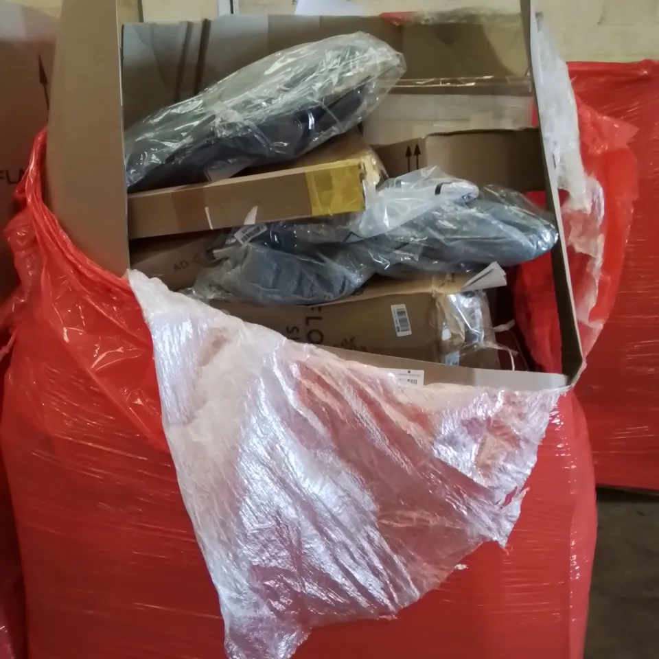 PALLET OF ASSORTED PRODUCTS, INCLUDING, BAMBOO LAUNDRY BASKET, SEAT CUSHIONS, LED SIGN, DRAIN UNBLOCKER, TOILET SEAT, BATH MAT. 