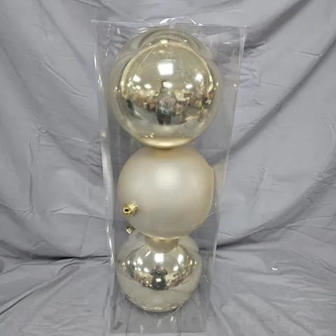3 JUMBO BAUBLES 20CM IN GOLD 