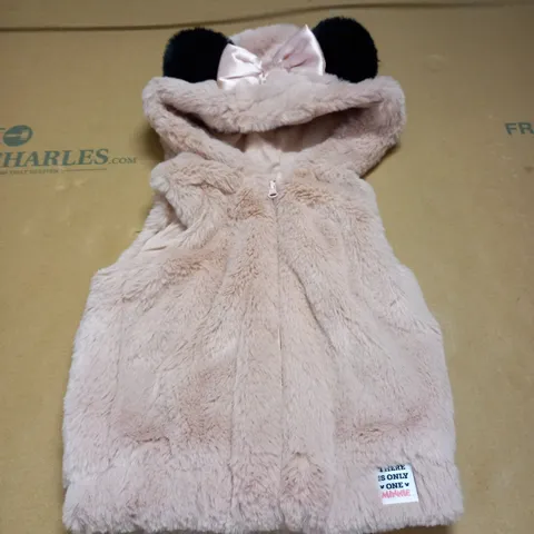 DISNEY BABY MINNIE MOUSE PINK FLUFFY HOODED GILET - 3-6 MONTHS