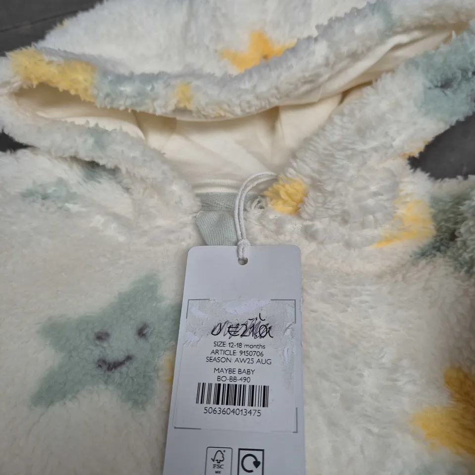 Maybe Baby fleece hooded baby jumpsuit, star print, 12-18 months