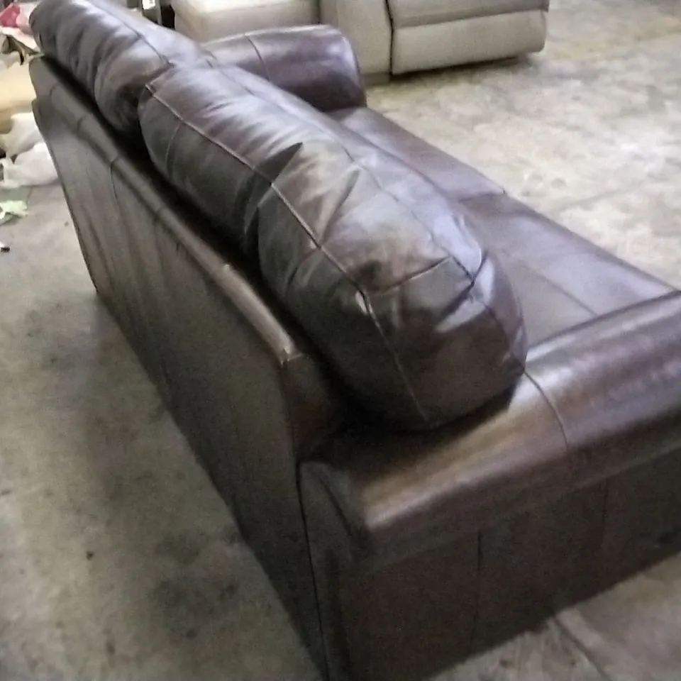 QUALITY DESIGNER CHESTNUT LEATHER 3 SEATER SOFA