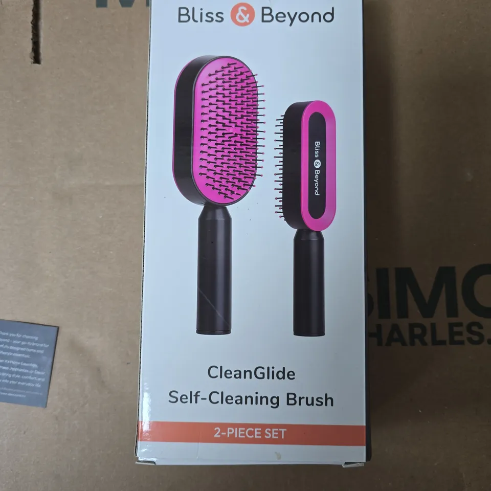 BLISS & BEYOND CLEANGLIDE SELF-CLEANING BRUSH SET – 2-PIECE (PINK)