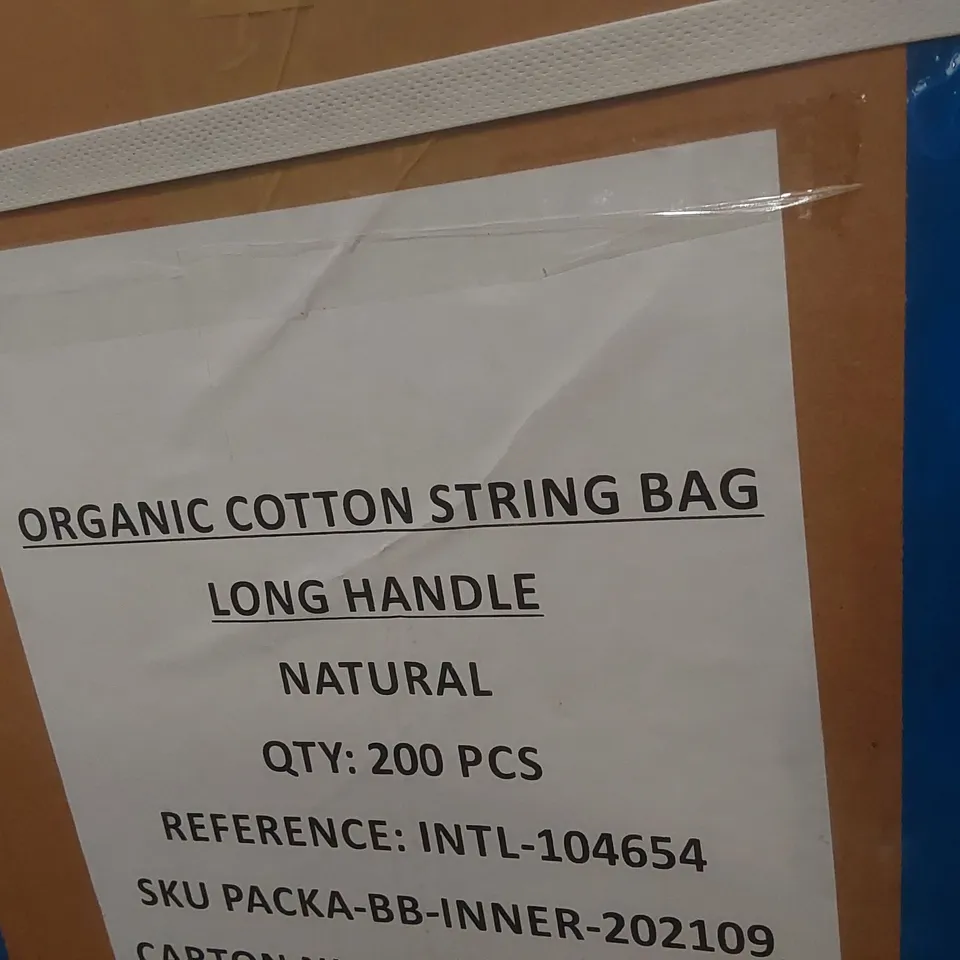 BOX CONTAINING APPROXIMATELY 200x LONG HANDLE TURTLE BAGS - ORGANIC COTTON STRING BAGS